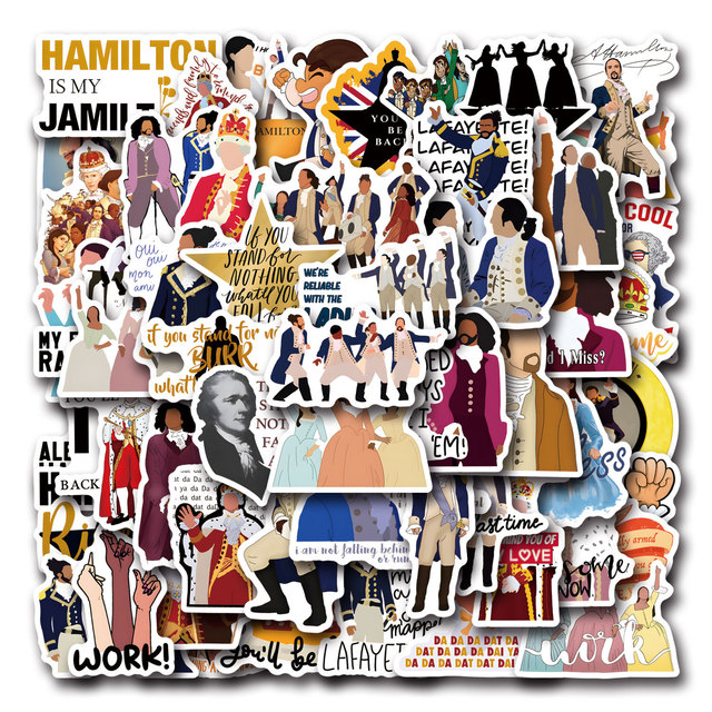 55pcs Eco-Friendly Die Cut Glossy Vinyl Stickers (Waterproof) for Luggage Laptop Guitar Skateboard-Hamilton Musicals Decor