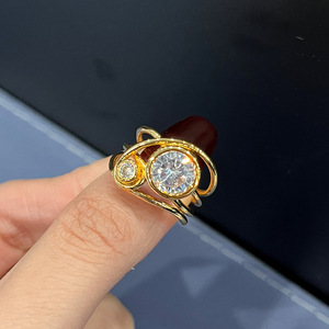 F1431 Anello da Donna in Oro Giallo con Diamante Taglio Brillante Rotondo Colore G Naturale Gioiello di Fidanzamento - Product Image 3