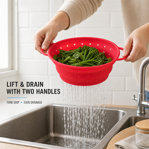 Collapsible Colander Silicone Kitchen Strainer 2 in 1 Foldable Fruit Basket Vegetable <b>Washing</b> <b>Bowl</b> Sink Sieve for Home Cooking - Product Image 4