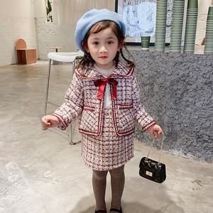 2 piezas conjunto de ropa de otoño ropa de estilo elegante trajes Children'S TELA ESCOCESA chaquetas faldas cortas para la venta - Product Image 1
