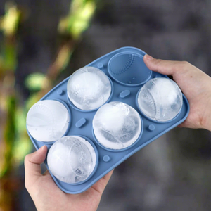 แม่พิมพ์น้ำแข็งซิลิโคนรูปเบสบอล 3 มิติ 6 ช่อง ปลอดสาร BPA ถอดออกง่าย ไม่รั่วซึม พร้อมฝาปิด - Product Image 1