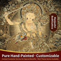 Toile Thangka tibétaine encadrée avec impression numérique pour décoration murale Bouddha, idéale pour salon, bureau, entrée