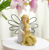 Statuette en résine ange avec chien, statue commémorative pour animaux de compagnie, décoration de Thanksgiving, souvenir, décoration de table