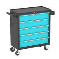 Chariot à outils en acier robuste à 5 tiroirs avec serrure à clé, personnalisable OEM/OBM, capacité de charge de 100 kg pour atelier