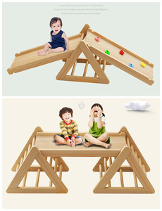 Gymnase d'activités pour bébés Montessori, aire de jeux intérieure en <span class=keywords><strong>bois</strong></span>, triangle d'escalade, toboggans, équipement d'exercice, Spielplatz, terrains de jeux - Product Image 3