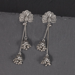 Boucles d'oreilles pendantes paon vintage, plaqué or antique, alliage de zinc, bijoux de fête pour femme - Product Image 2