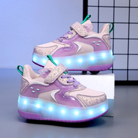Haute qualité en gros prix usine TPR semelle éclairage Double rangée jeunes réglable professionnel enfants Skate Rollershoes