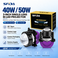 Lentille de projecteur LED pour voiture 3 pouces SFIDA LD-6, 40W/50W, lentille de projecteur Bi LED pour kit de rénovation de phares de voiture