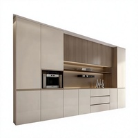 Meuble de cuisine îlot Allure Villa Project en kit avec panneau de porte en bois, évier à surface vitrée, charnières et 5 tiroirs, design moderne