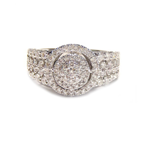 China Factory Price Dainty Lovely Fast Shipping 18k White SI Diamond Classic Wedding Fine Jewelries Cluster Rings Donna Gift - Product Image 1