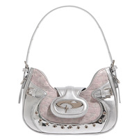 Tas Motor Millennial Spice Girl 2023 Baru Wanita Desain Niche Pola Buaya Dua Tali Resleting Misty untuk Bahu