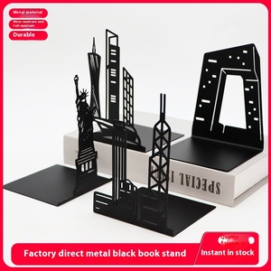 Sujetalibros de Metal para escritorio arquitectónico creativo, par de adornos gruesos antideslizantes negros huecos, libro decorativo al por mayor de fábrica - Product Image 5