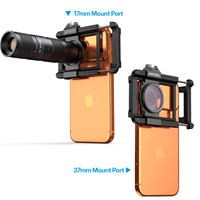 Apexel M17 Amélioré 37mm Clip d'objectif universel double filetage pour téléphone, support réglable pour objectif d'appareil photo de smartphone