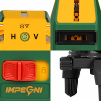 Niveau laser industriel à faisceau vert croisé, base rotative à 360°, alimenté par batterie au lithium, pour la construction, le carrelage et la mise en alignement des murs