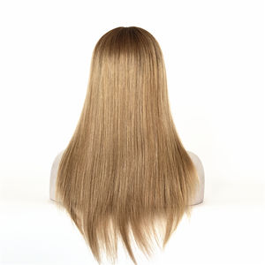 Perruque <span class=keywords><strong>de</strong></span> style droit pour femmes <span class=keywords><strong>Champagne</strong></span> clair 5.5*5.25 fermeture <span class=keywords><strong>de</strong></span> dentelle <span class=keywords><strong>de</strong></span> base Mono racines brunes blanches rembourrées PU matériel <span class=keywords><strong>de</strong></span> cheveux humains bruts - Product Image 2