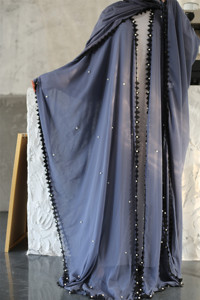 1653# New <strong>Model</strong> Simple <strong>Abaya</strong> Designs Pearl Islamic Clothing Chiffon Fabric Butterfly Sleeve Muslim <strong>Abaya</strong> - Product Image 3