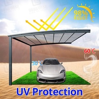 Abri de voiture double moderne en polycarbonate, résistant au vent et à l'eau, avec protection UV et structure en aluminium