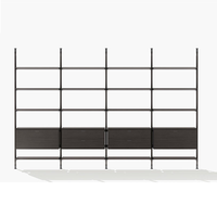 Support mural modulaire 8 pieds en bois couleur Led éclairage noir poteau arqué bibliothèques en aluminium