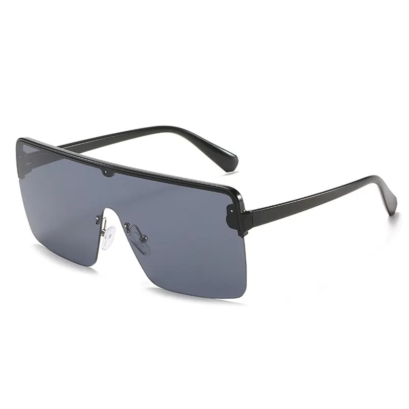 New Luxury One Piece Sunglasses For Women and Men Retro Semi Rimless Glasses Oversized Travel Shades Cool Square Eyewear UV400