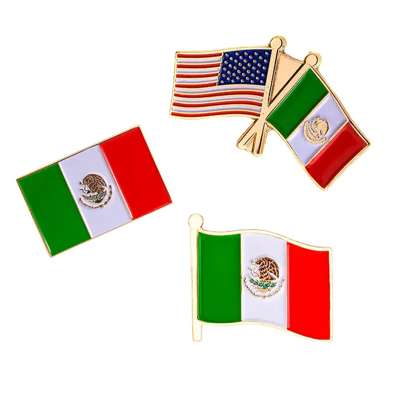 Produttore personalizzato nazionale messico stato spilla spilla distintivo metallo paese bandiera smalto morbido cappello pin messicano