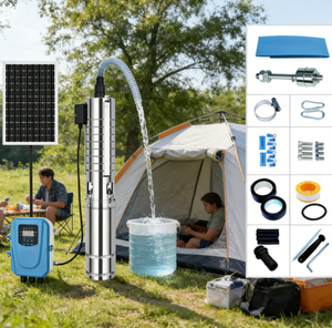 Bomba de Pozo Profundo Solar QY de 825W, 55m de Altura, 6.5m/H, 0.5 HP, Alta Presión |   Impulsor de Acero Inoxidable IP68 Resistente al Agua |   Granja Pequeña - Product Image 1