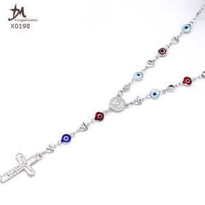 X0158 Nuovo Design <span class=keywords><strong>Collana</strong></span> Religiosa con Occhio Malvagio, Ciondolo Religioso in Oro 18k - Product Image 6