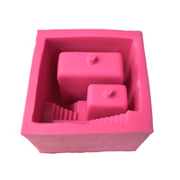 Grand moule en silicone réutilisable 3D classique en forme de deux marches pour pot de fleurs, bougie, cendrier, boîte à gadgets ou support de bureau