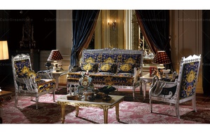 Set di Divani in Velluto Rosso con Cornice in Legno Dorato Francese di Alta Qualità, Design Antico per Arredamento <span class=keywords><strong>Soggiorno</strong></span> - Product Image 6
