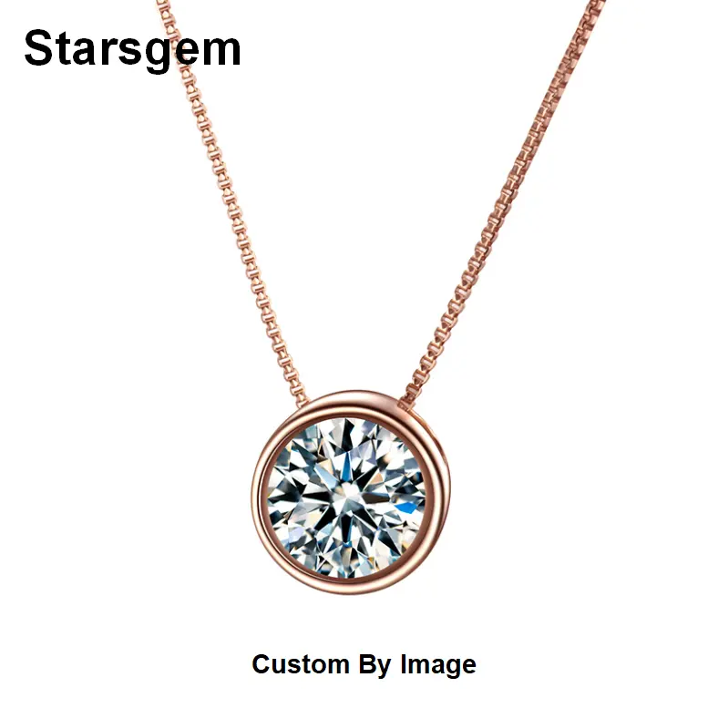 Starsgem collier en diamant рамка 9K из твердого золота лабораторное выращенное бриллиантовое ожерелье с подвеской
