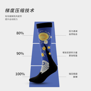 Calcetines de Compresión con Diseño de Pintura Famosa, Calcetines Deportivos Casuales de Nailon - Product Image 2