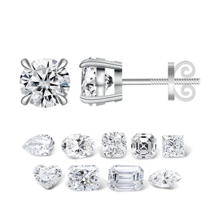 Clous d'Oreilles IGI 0.3ct 0.5ct 1ct DEF VS VVS en Diamants de Synthèse Taille Brillant Rond sur Or Blanc avec Fermoir à Vis - Product Image 3