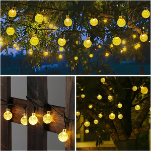 Hot Sale IP65 Waterproof Crystal Ball 8 Modes Neutral White Outdoor Spherical Solar <b>String</b> Lights Garden Lawn Patio Gazebo - Product Image 2