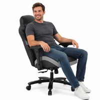 Chaise de jeu ergonomique moderne Henglin en cuir PU noir, pivotante, réglable en hauteur, avec vérin à gaz 3 positions