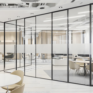 Cloison en verre encadrée, verre trempé givré, porte de cloison de <span class=keywords><strong>bureau</strong></span>, isolation acoustique, salle de conférence de <span class=keywords><strong>bureau</strong></span>, <span class=keywords><strong>bureau</strong></span> privé - Product Image 4
