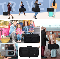 Sac de voyage de grande capacité 65L pour hommes et femmes, bagage de voyage noir imperméable avec compartiment à chaussures