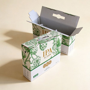 Caja de Regalo para Cerveza <span class=keywords><strong>Artesanal</strong></span> <span class=keywords><strong>IPA</strong></span>, Biodegradable, de Cartón Corrugado, Autoarmable, Ecológica, Directo de Fábrica - Product Image 1