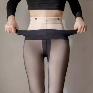 Collants sexy brillants pour femmes 230g/300g, collants thermiques à double couche, transparents, leggings chauds interchangeables avec bouton - Product Image 1