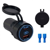 Soket Charger Mobil Dual USB 100W PD100W QC3.0 Pengisian Cepat Port Tipe C & Tipe A
