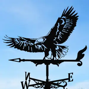 Weathervane dengan kucing anjing ayam jantan ornamen hewan 3-dimensi logam baling-baling angin taman halaman teras indikator arah atap