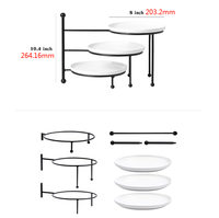 Présentoir de nourriture pour buffet Support de restauration à 3 niveaux pour présentoir de nourriture Plateaux de service à 3 niveaux pour plateaux ronds de fête