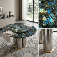 Table ronde en granit bleu émeraude Luca |   Granit naturel pour hôtel, restaurant, villa, appartement, projet de banquet et commande ODM OEM