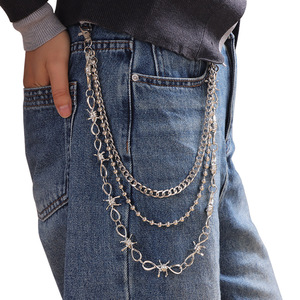 Multi Layered Spike Waist <b>Chain</b> Tibetan Silver Hip Hop Punk Style Pants <b>Chain</b> For Nightclub Fashion Body <b>Chain</b> - Product Image 3