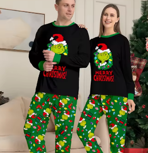 Ensemble <span class=keywords><strong>pyjama</strong></span> de Noël vert <span class=keywords><strong>Grinch</strong></span> Cartoon taille élastique famille <span class=keywords><strong>pyjama</strong></span> assorti pour la saison d'hiver avec logo sur <span class=keywords><strong>le</strong></span> devant - Product Image 4