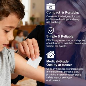 Toallitas Desinfectantes con 70% de Alcohol, 100 Unidades, Almohadillas de Algodón con Isopropanol para Cuidado de Heridas y Esterilización, Personalizables - Product Image 3