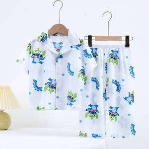 Simpatici pigiami e magliette stampati con motivo <span class=keywords><strong>animale</strong></span> in puro cotone vestiti estivi per neonati e bambine - Product Image 3