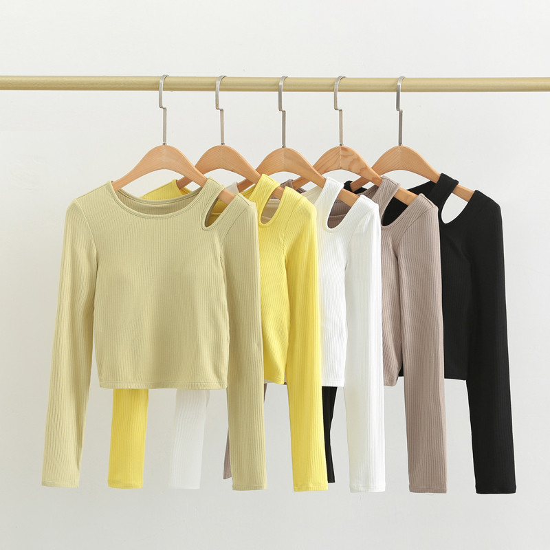New Women Spring Ribbed Tight Yoga Dance Hollow Out Clothes Sports Long Sleeves T-Shirt Slim Waist Women Gym Tops Clothing