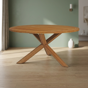 Mesa de Comedor Redonda Moderna de Madera Maciza con Patas en Forma de X, Ecológica, Duradera y Estable, para 6 Personas, para Uso en el Hogar, Hotel u Oficina - Product Image 4