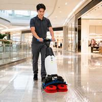 Mesin Pencuci Lantai Komersial Mini W430 - Baterai Lithium Desain Lipat All-in-One Cuci/Sapu/Sedot untuk Pusat Perbelanjaan