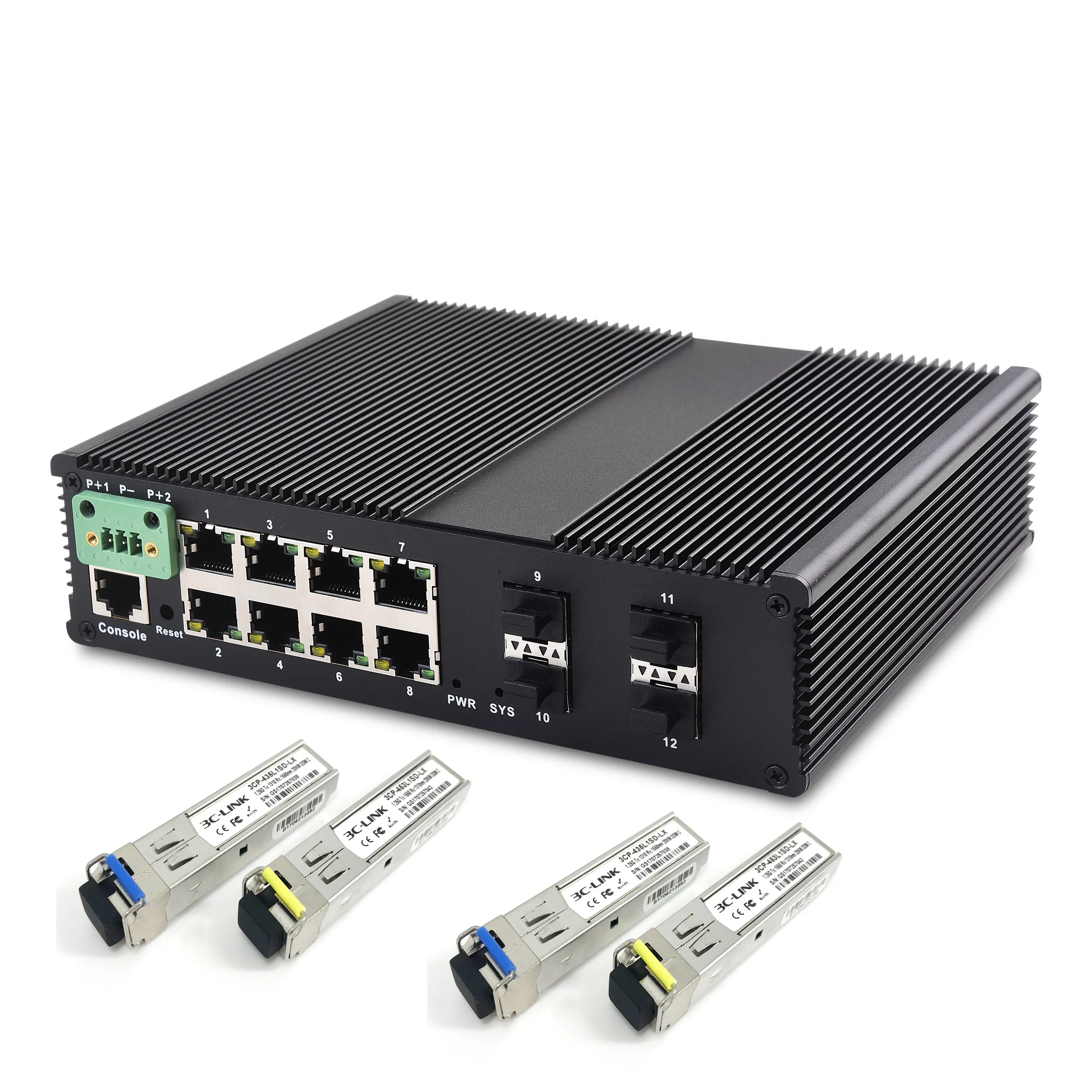 POE 8 Port Ethernet Industrial Switch und 4 Port SFP Industrial Switch Hub verwaltete Desktop-oder Wand halterung