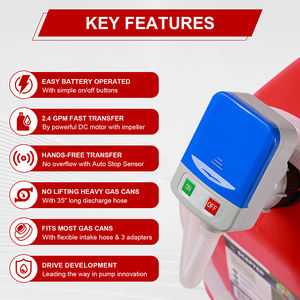 自動燃料移送ポンプ自動停止センサー付きオイルステーション用バッテリー駆動プラスチックポンプ2.4ガロン/分流量 - Product Image 3
